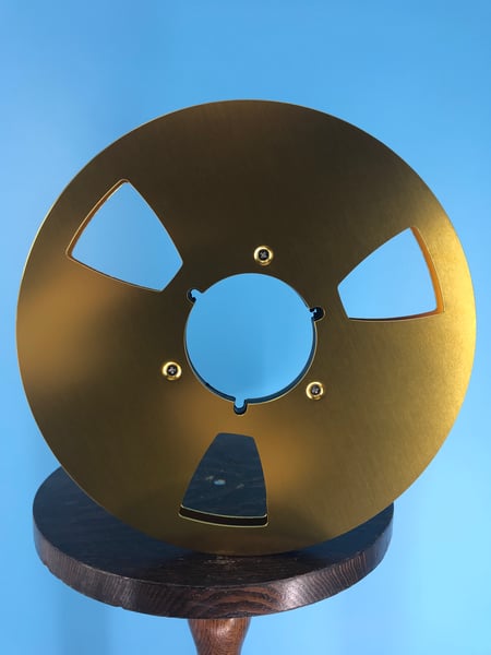 Image of Burlington Recording 1/2" x 10.5" GOLD NAB Aluminum Metal Reel with White Hinged Set up Box NEW