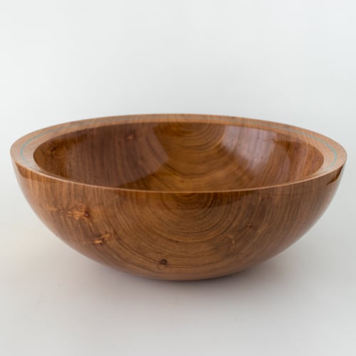 Image of Mesquite Bowl with Turquoise Rim & Copper