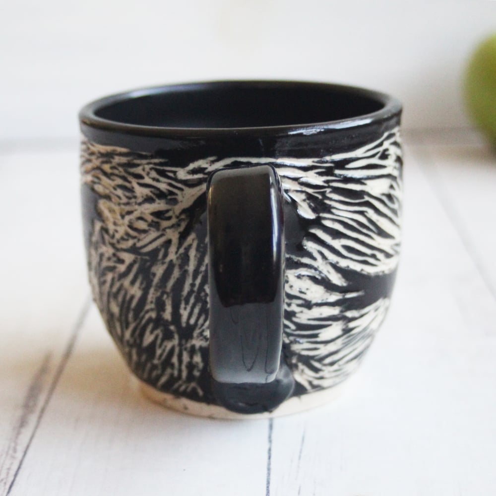 Andover Pottery — Black Crow Sgraffito Mug, Hand Carved Raven Coffee ...