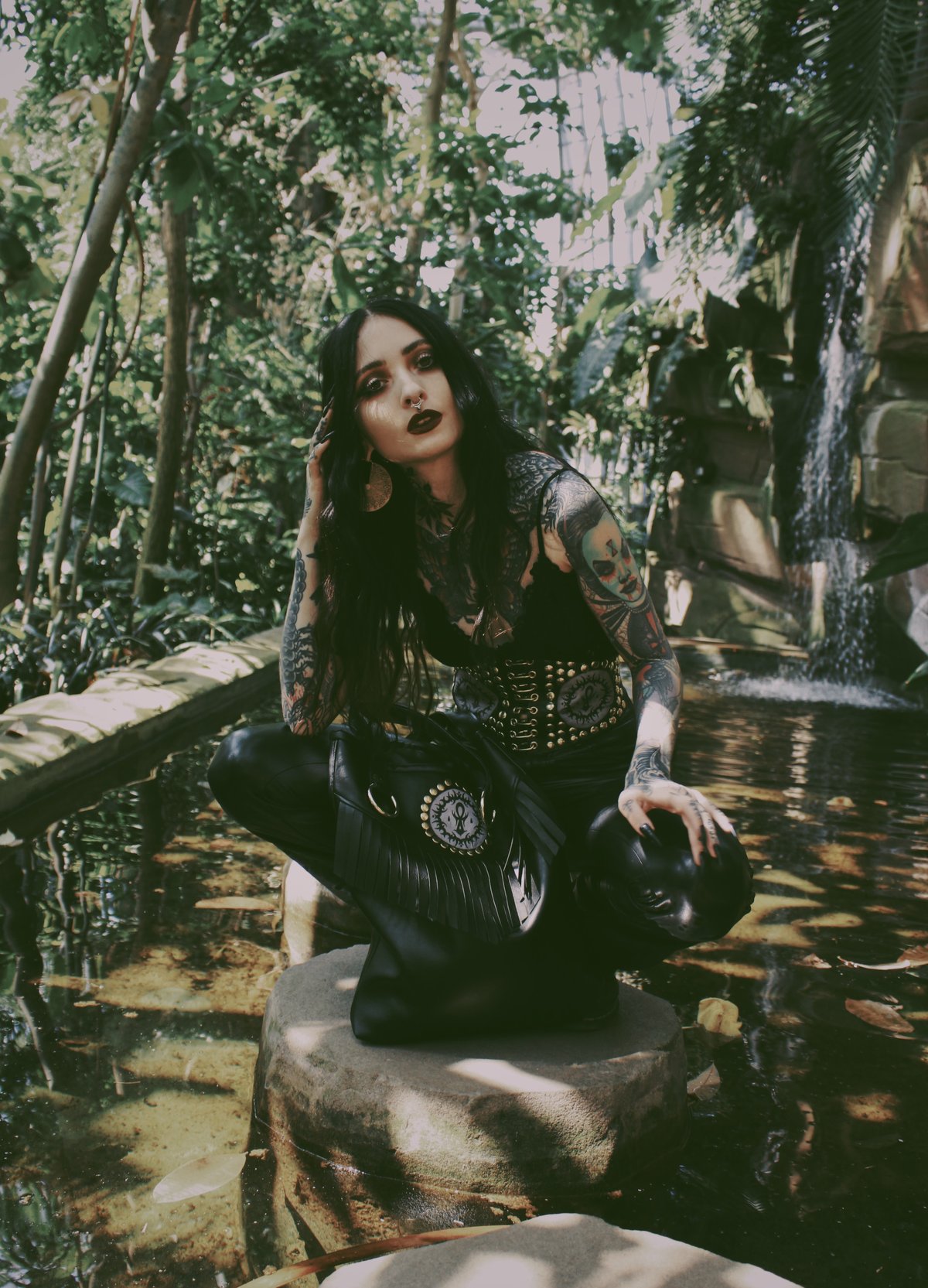 Studded belt with designs by artist Sofa Oblina