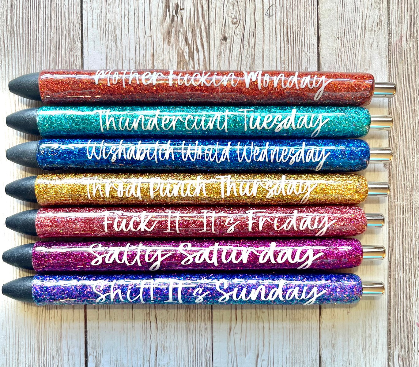 Days Of The Week Solid Color Glitter Pen – Brooklyn's Boutique