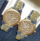 Image 2 of Tasty Raw Edge Denim It’s About That Time Piece Earrings