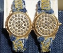 Image 1 of Tasty Raw Edge Denim It’s About That Time Piece Earrings 