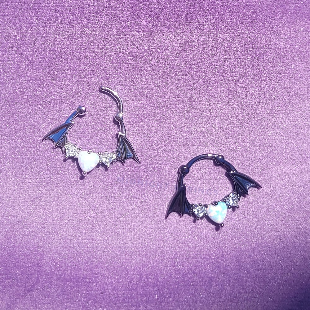 Image of Heart Bat Wing Septum Rings (Faux or Clicker)