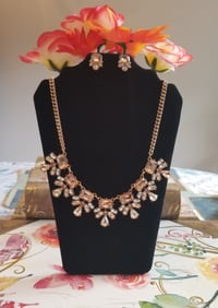 Image 1 of Blush Rose Statement Necklace & Earring Set