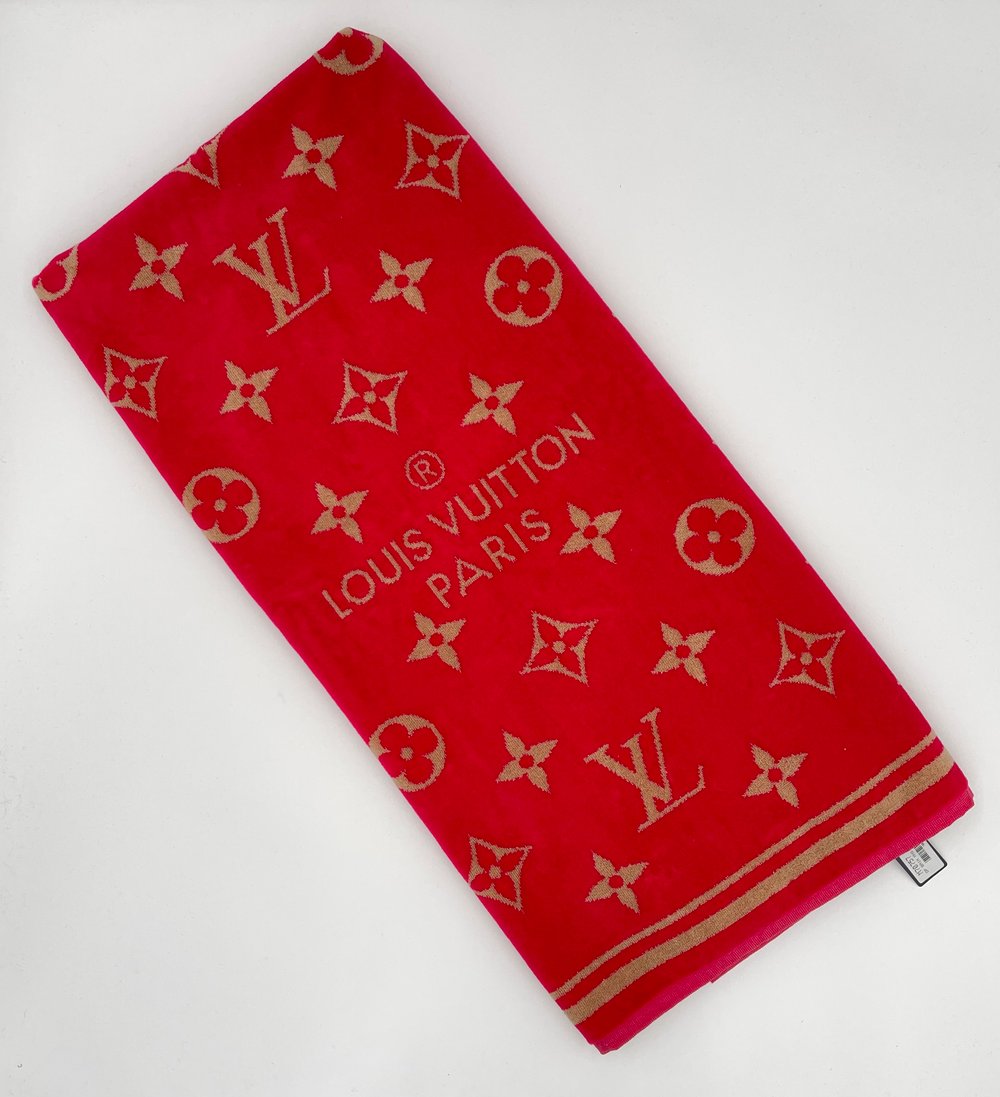 LV Red Art Bath Towel by DG Design - Pixels