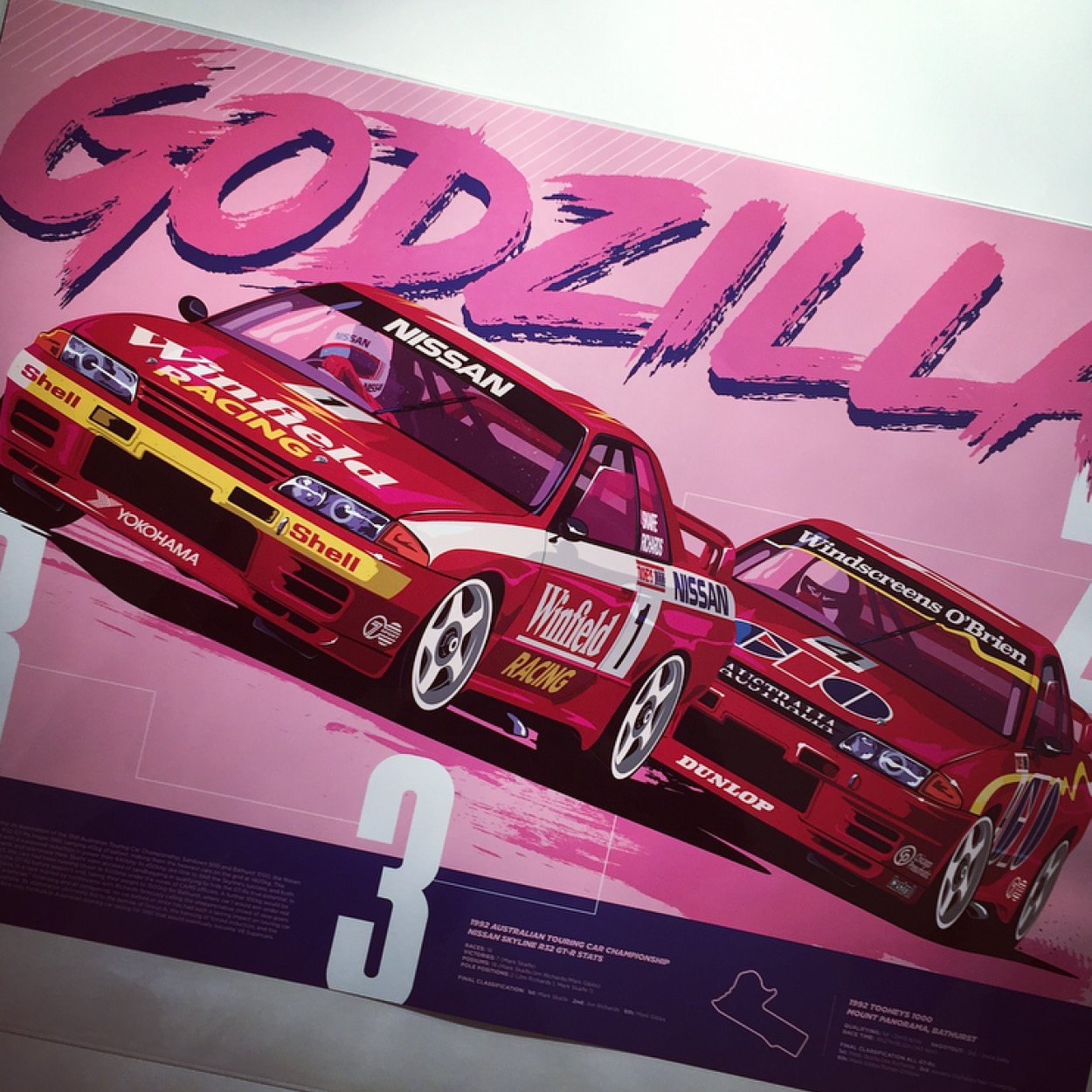1992 Group A R32 GT-R's Godzilla A2 Print | Motive