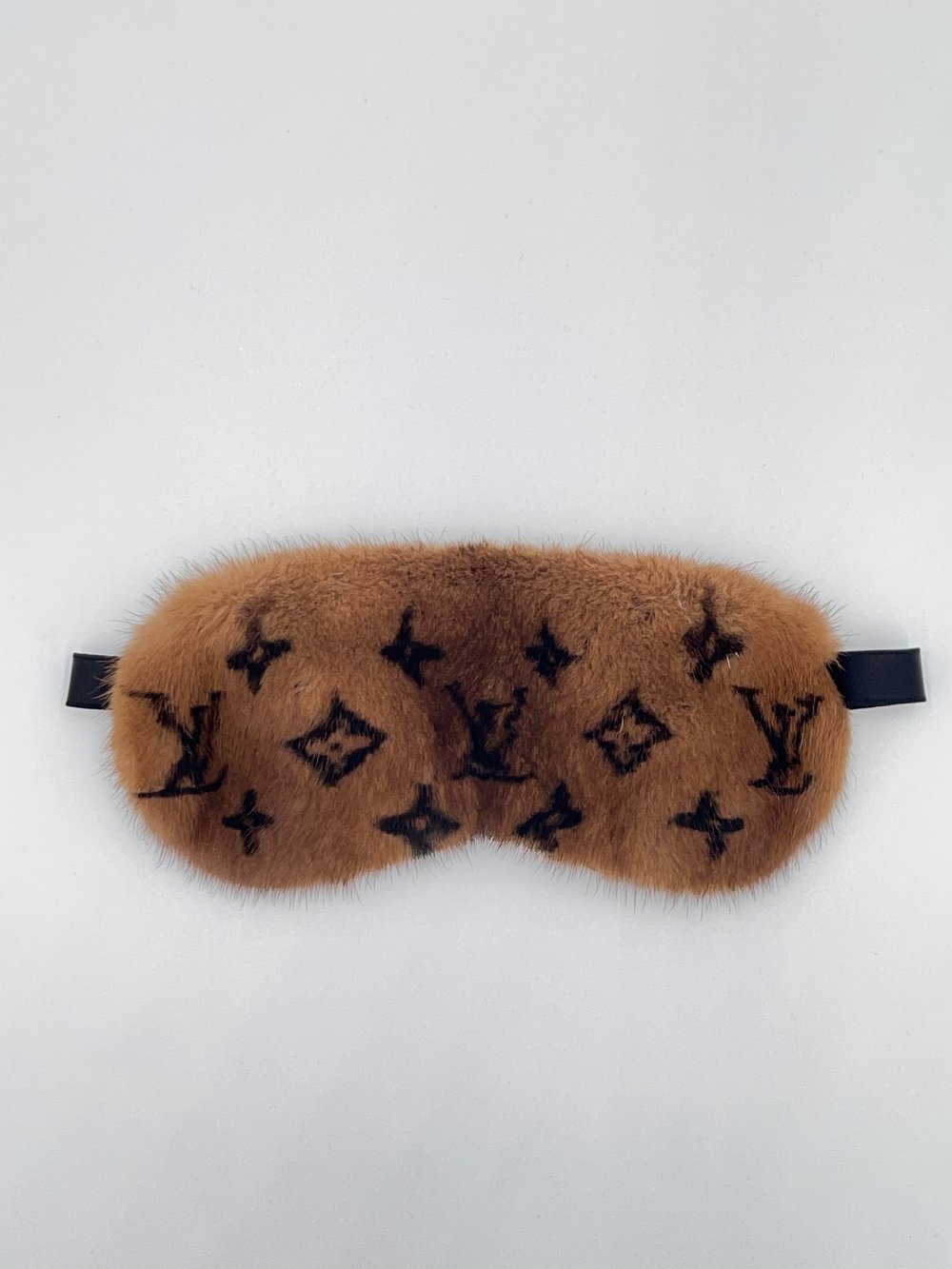 LOUIS VUITTON Monogram Mink Fur Sleep Mask Brown | FASHIONPHILE