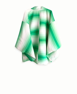 Image of Grøn kort kimono af silke m striber