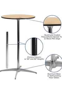 30'' Round Wood Cocktail Table with   42''  tall 