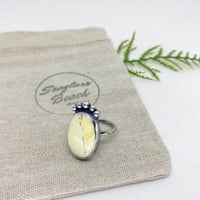 Image 4 of Bezeled Lemon Chrysoprase stone on a hammered sterling silver ring - size 9