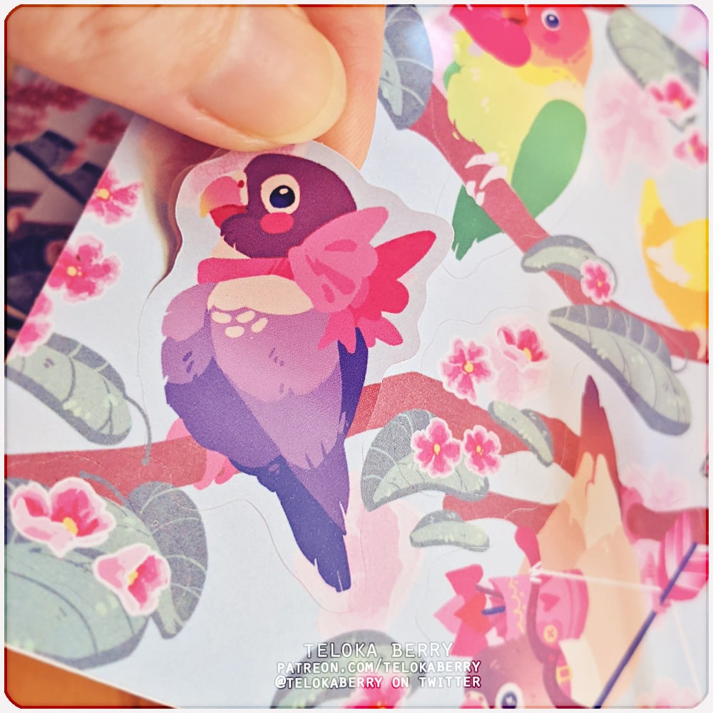 Image of lovely lovebirds sticker sheet