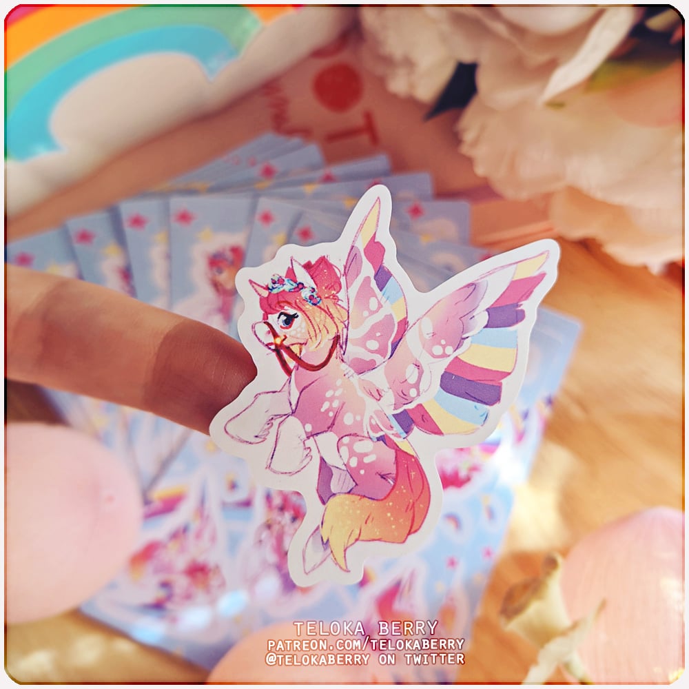 Image of rainbow pegasus sticker sheet