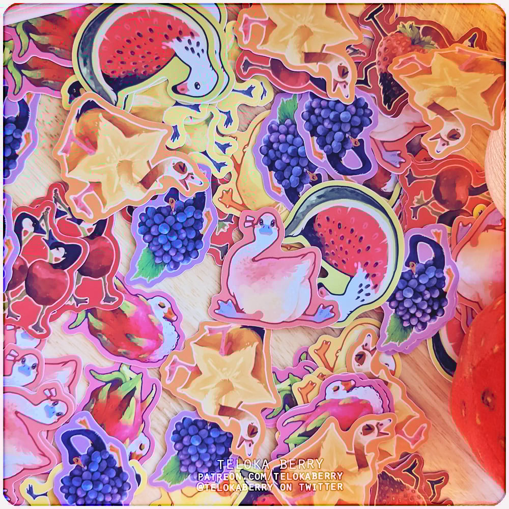 Image of freese (fruit geese) die-cut stickers
