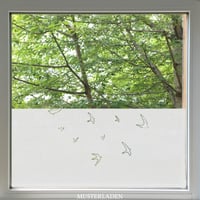 Image 1 of Fenster Folie für Sichtschutz mit fliegenden Vögeln, Fensterbild Vögel aus Milchglasfolie