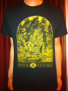 Image of Black T-Shirt with Gold Screen Print
