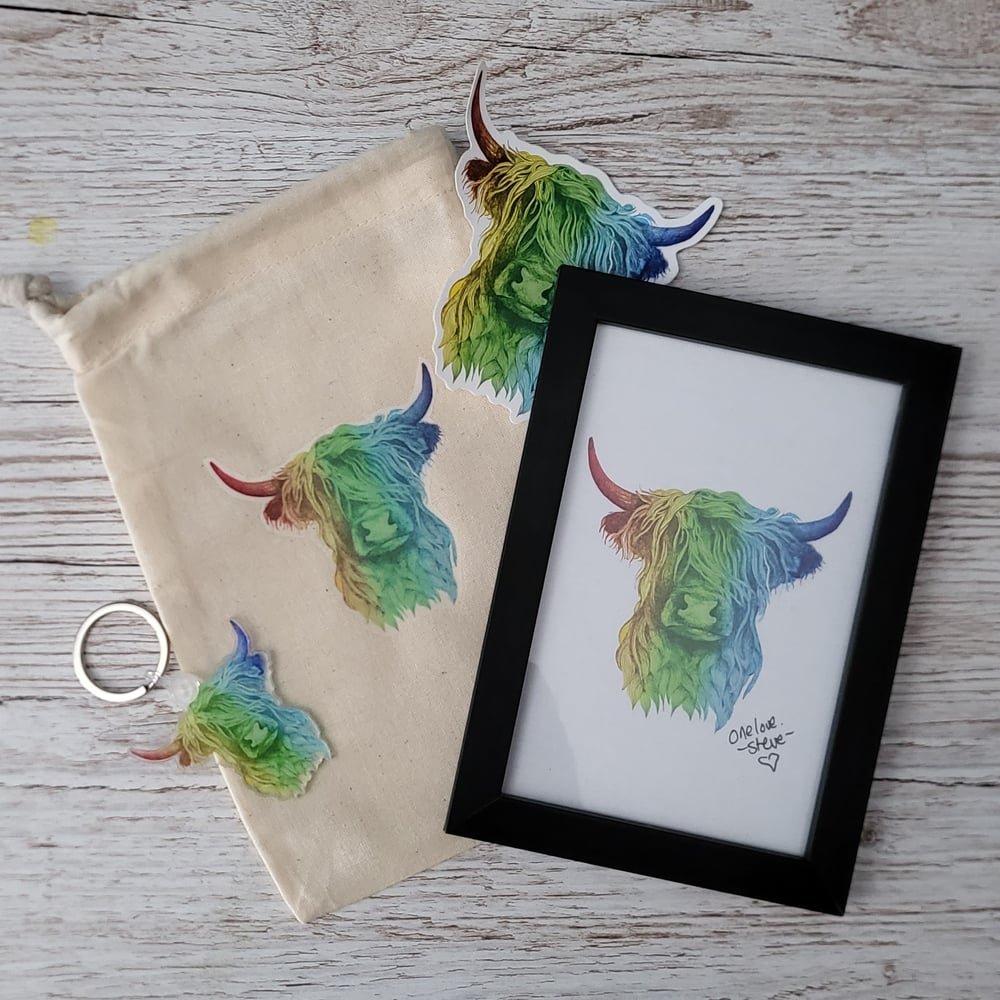 Image of Rainbow Highland Cow Gift Set - Deal Pride