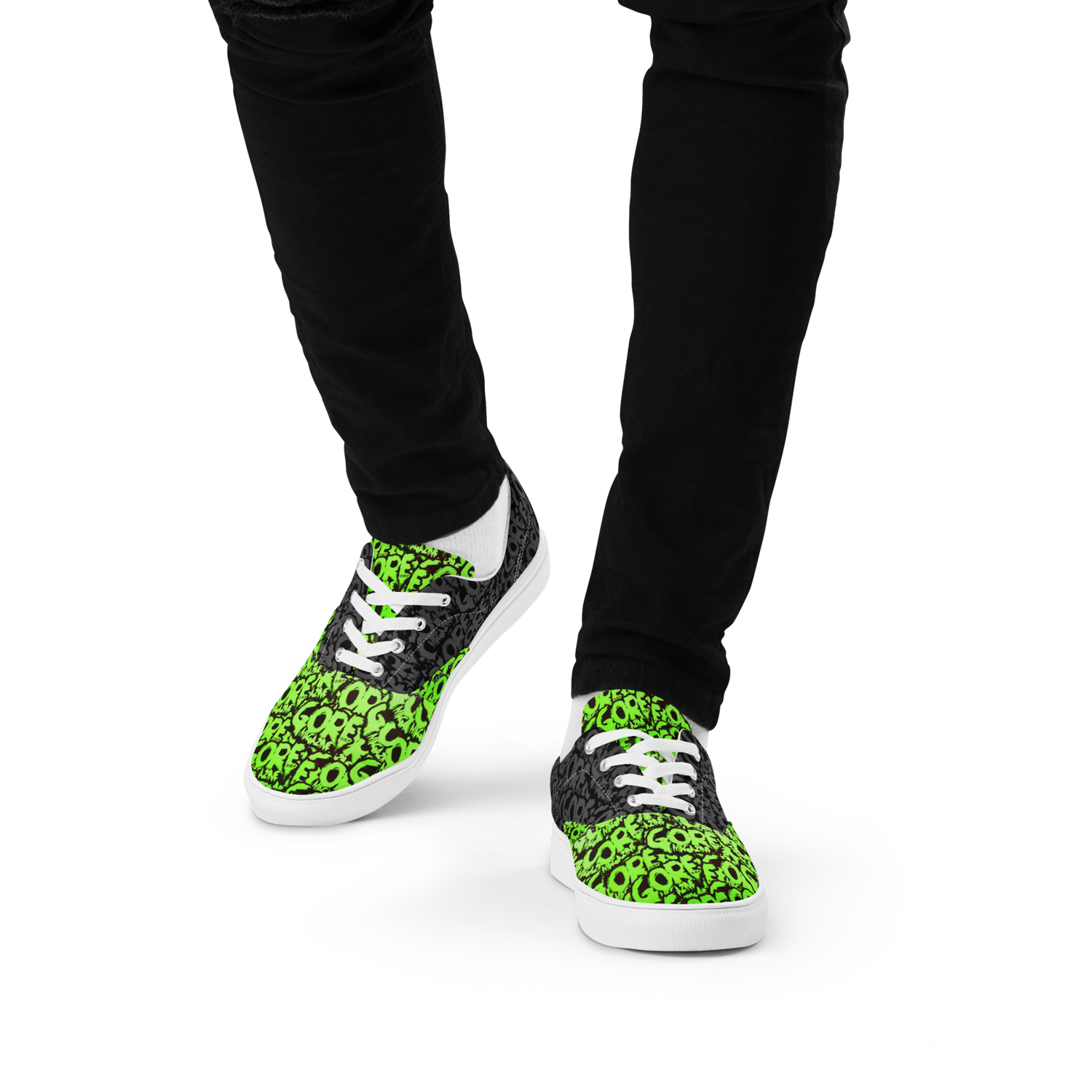 Image of Gore Noir Men’s lace-up canvas shoes Green Black