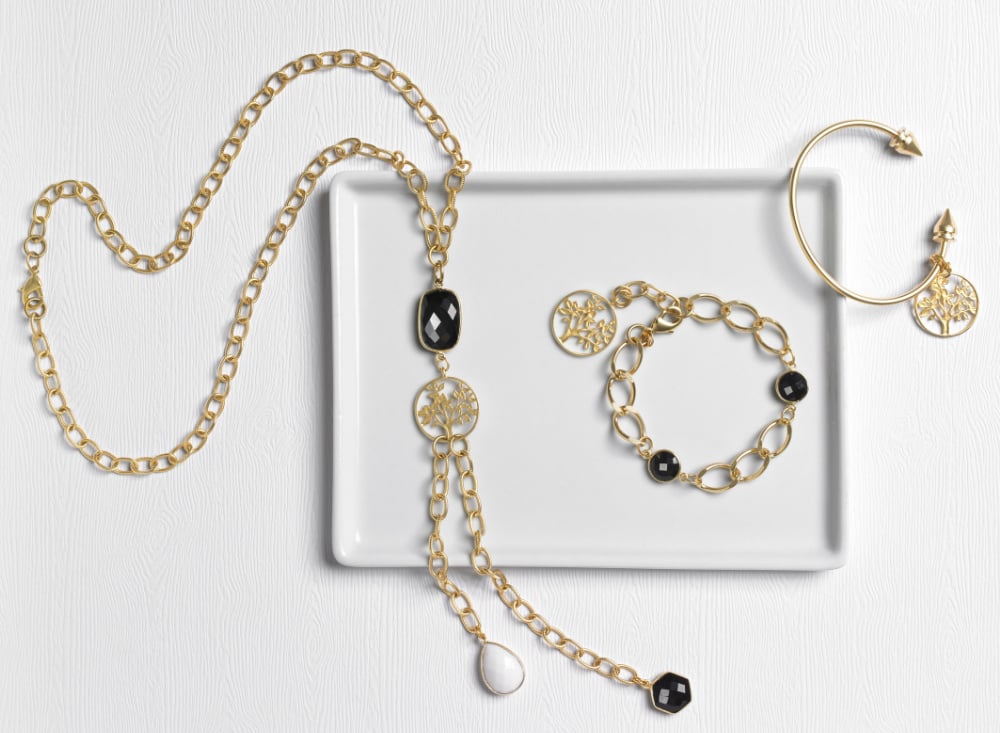 Image of TREE-OF-LIFE ONYX DROP NECKLACE