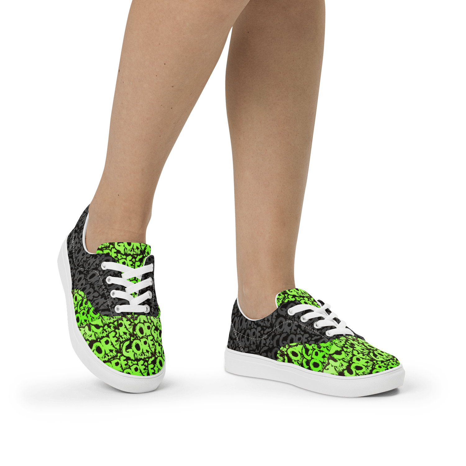 Image of Gore Noir Women’s lace-up canvas shoes Green Black