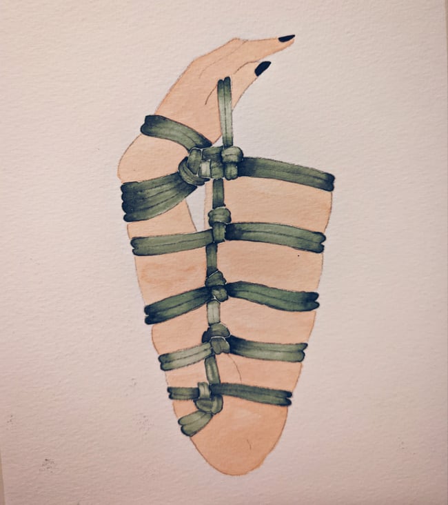 Capri Arm Shibari Watercolor (framed)