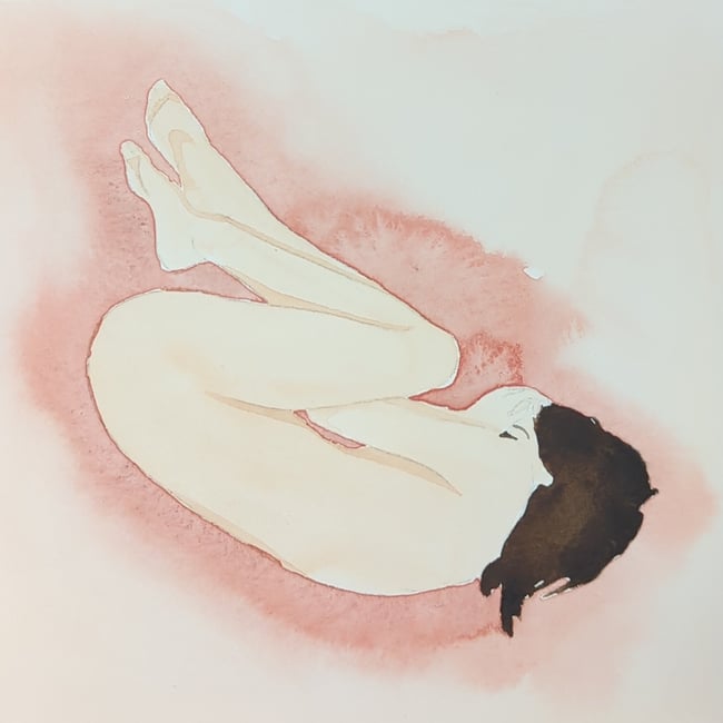 April Sleeping Watercolor (framed)