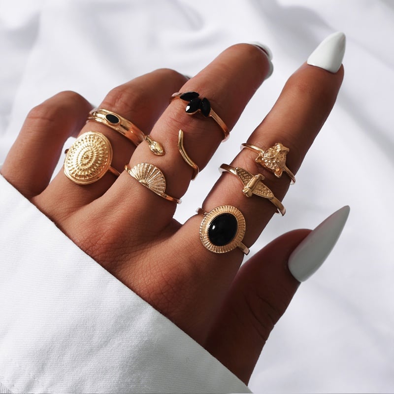 Black and White Combo Ring Set