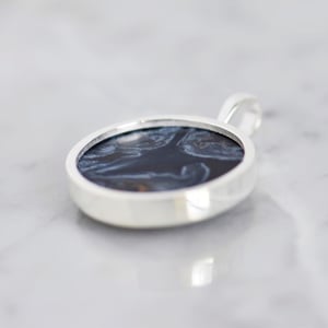 Image of 'Wild Storm' Pietersite cabochon cut silver necklace