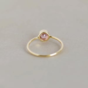 Image of Pink Tourmaline round cut 14k gold classic ring