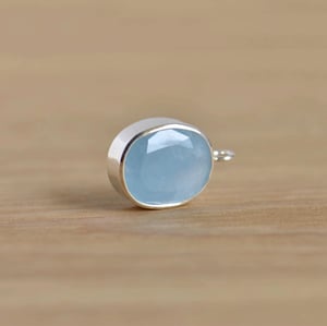 Image of Big Icy Blue Aquamarine cushion cut silver necklace