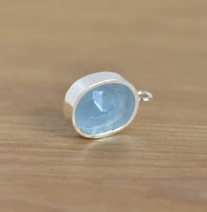 Image of Big Icy Blue Aquamarine cushion cut silver necklace