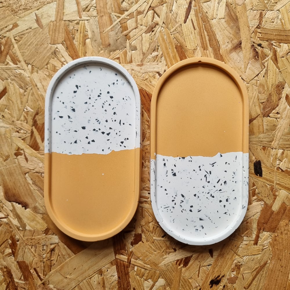 Image of Orange with White and Black Terrazzo Trinket Tray