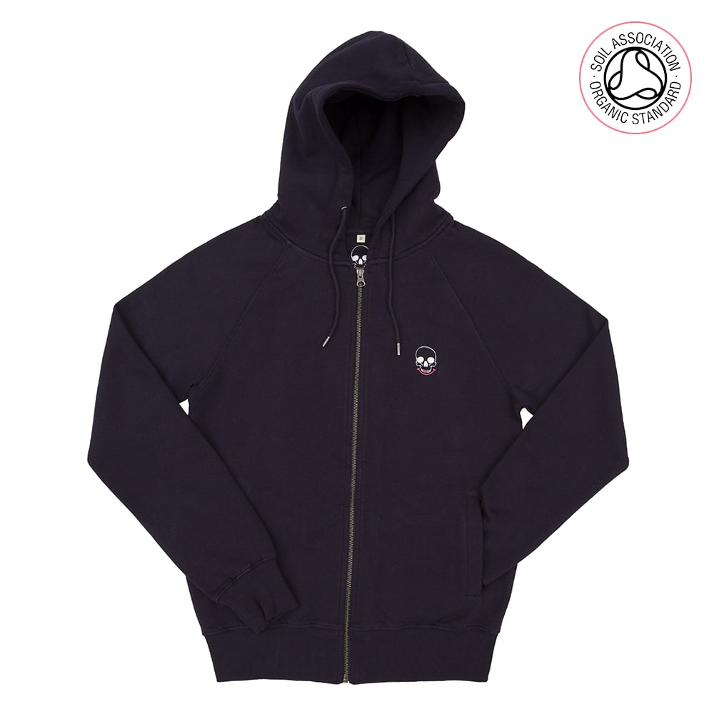 Crow Unisex Navy Zip-Up Hood (Organic)