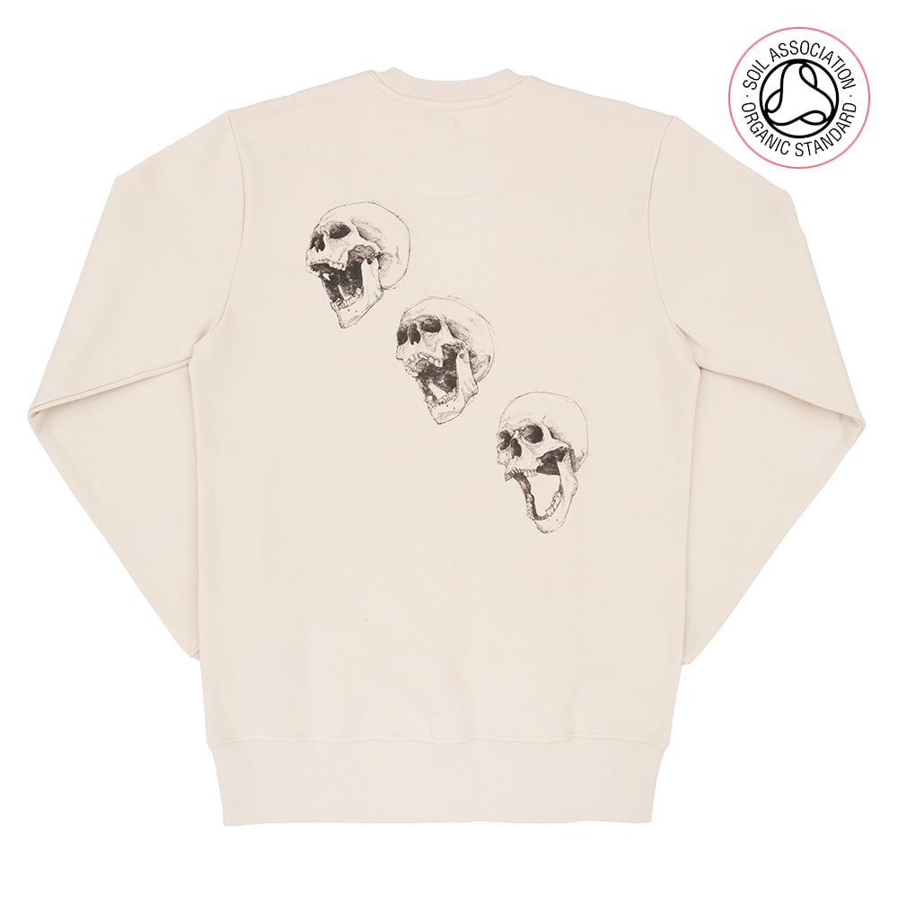 3 Skull Unisex Sand Back Print Sweat (Organic)