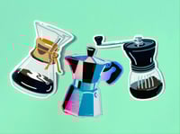 Image 1 of Coffee Lineup Stickers - Clear, Holographic