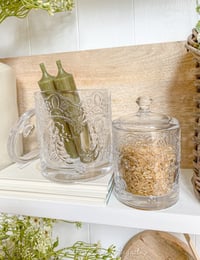 Image 1 of Floral Cut Glass Jars ( Set or Singles )