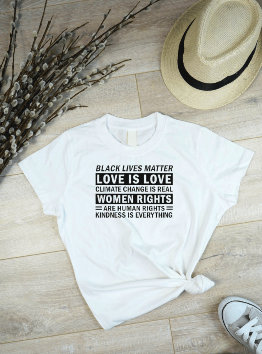 Image of BLM/LIL/WR/HUMAN RIGHTS(WHITE-BLACK PRINT)