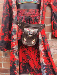 Image 4 of Leather brown tapestry bum bag 