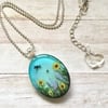 Summer Meadow with Sunflowers Hand Painted Resin Pendant