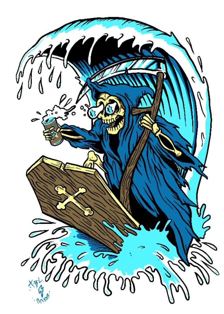 Image of Surfing Reaper Large T-Shirt