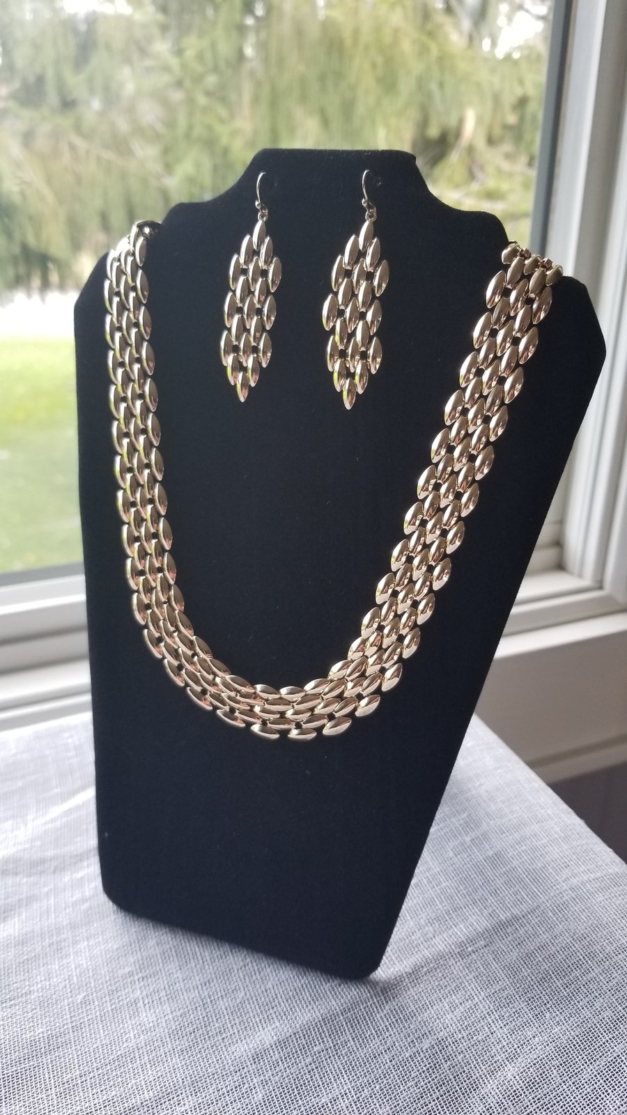 Jewelryweb 14k Yellow Gold 9.0mm Shiny 7 Row Panther Chain Link Necklace  With Box Catch