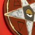pentacle brick-red/gold/gray on wood disk Image 2
