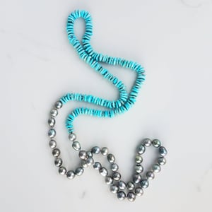 Light Turquoise & Silver Tahitian Pearl Helix