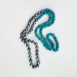 Dark Tahitian & Turquoise Helix Necklace