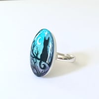 Image 2 of Starry Night Cat Resin Statement Ring