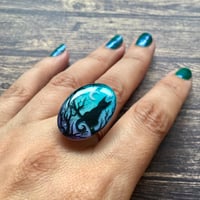 Image 1 of Starry Night Cat Resin Statement Ring