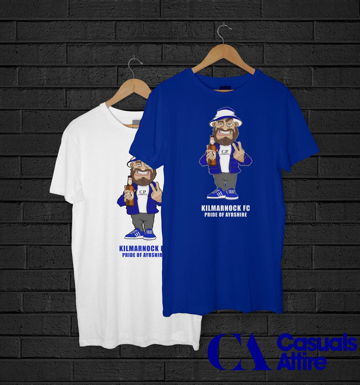 Kilmarnock Pride of Ayrshire Football Casual Holding Beer T-shirts.