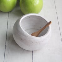 Image 1 of Salt Cellar in Matte White Speckled Stoneware, Handcrafted Salt Pig, Made in USA
