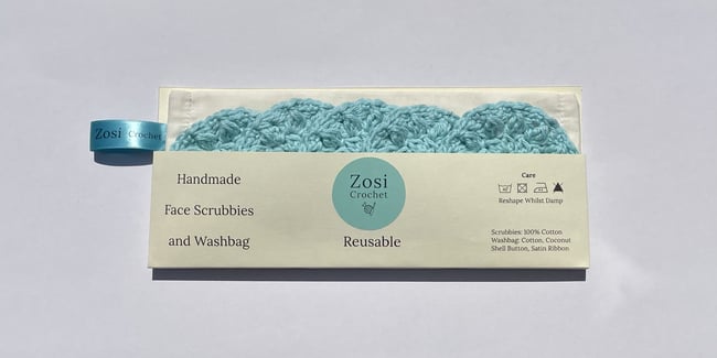 Washed Teal Face Scrubbies and Washbag