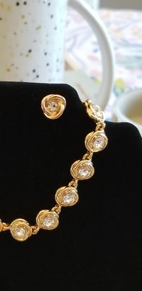 Image 2 of Forever Love Knot Tennis Bracelet & Stud Earring Set - Gold